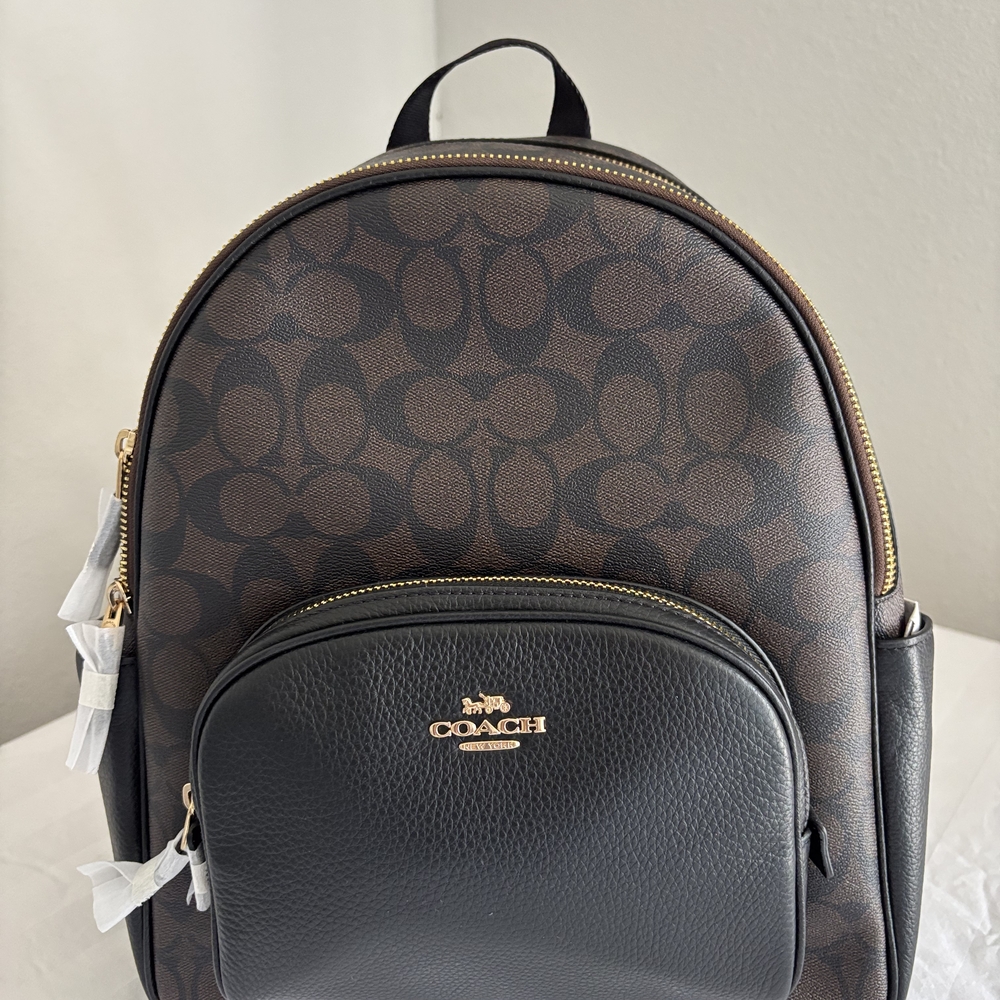 NEW Coach Signature Brown and Black Backpack